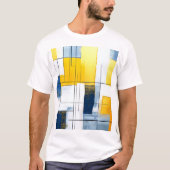 Gridlight Composition — Urban Blocks in Gold & Blu T-shirt (Voorkant)