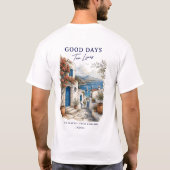 Griechisches Dorf Mittelmeer Design T-shirt (Achterkant)