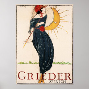 GRIEDER ZURICH door Charles Loupot  Art Deco Poster