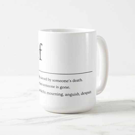 Grief Definition Mok – Minimalistisch rouwgeschenk (Voorkant rechts)