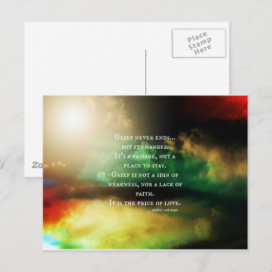 GRIEF eindigt nooit Briefkaart (Voorkant / Achterkant)