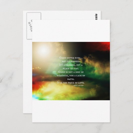 GRIEF eindigt nooit Briefkaart (Voorkant / Achterkant)