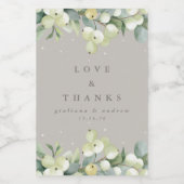 Griege Snowberry + Eucalyptus Winter bruiloft Voedselcontainer Etiket (Enkel label)