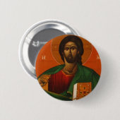 GRIEK ORTHODOX ICON JESUS CHRIST RONDE BUTTON 5,7 CM (Voorkant /achterkant)