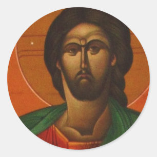 GRIEK ORTHODOX ICON JESUS CHRIST RONDE STICKER