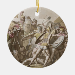 Grieken en Trojanen vechten over het lichaam van P Keramisch Ornament