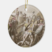 Grieken en Trojanen vechten over het lichaam van P Keramisch Ornament (Links)