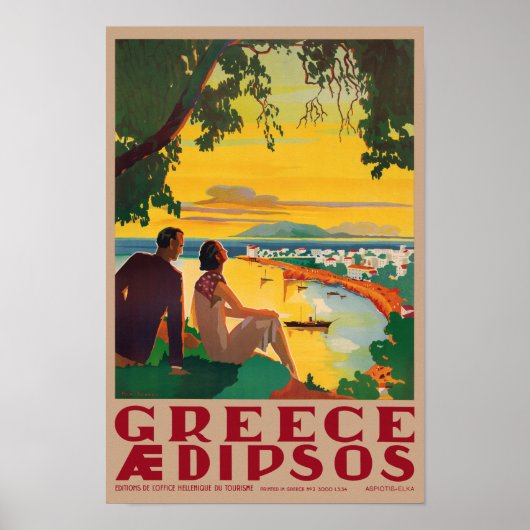 Griekenland Aidipsos Vintage Poster jaren 1940 (Voorkant)