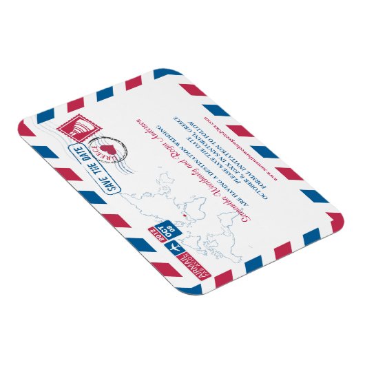 Griekenland Air Mail Bruiloft Bewaar de datum 3x4 Magneet (Rechterzijde)