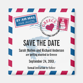 Griekenland Air Mail Bruiloft Save the Date Magneet