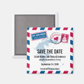 Griekenland Air Mail Bruiloft Save the Date Magneet (Voorkant / Achterkant)