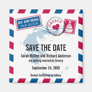Griekenland Air Mail Bruiloft Save the Date Magneet