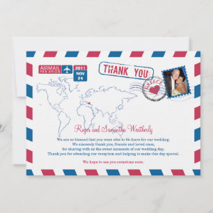 Griekenland Air Mail Wedding Hartelijk dank Kaart