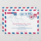 Griekenland Air Mail Wedding Save the Date (Voorkant / Achterkant)