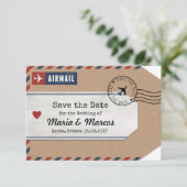 Griekenland Airmail Bagagelabel sparen Datum met K Save The Date (Staand voorkant)