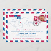 Griekenland Airmail Christening Baptism Save The Date (Voorkant / Achterkant)