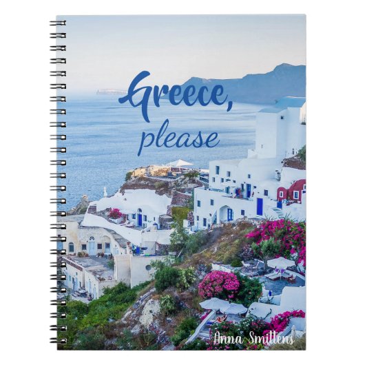 Griekenland alsjeblieft/Personalized/Santorini Lan Notitieboek (Voorkant)