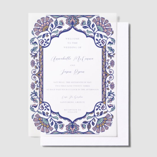 Griekenland Architectuur Floral Decorate Lijst Bru Vellum Uitnodigingen (Offset)