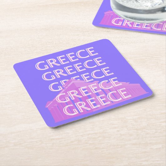 Griekenland, Athene Travel Art, Retro Travel Art Kartonnen Onderzetters (Schuin)