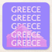 Griekenland, Athene Travel Art, Retro Travel Art Kartonnen Onderzetters (Voorkant)