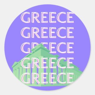 Griekenland, Athene Travel Art Ronde Sticker
