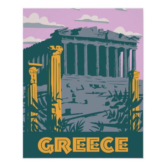 Griekenland Athens Poster Travel, (Voorkant)