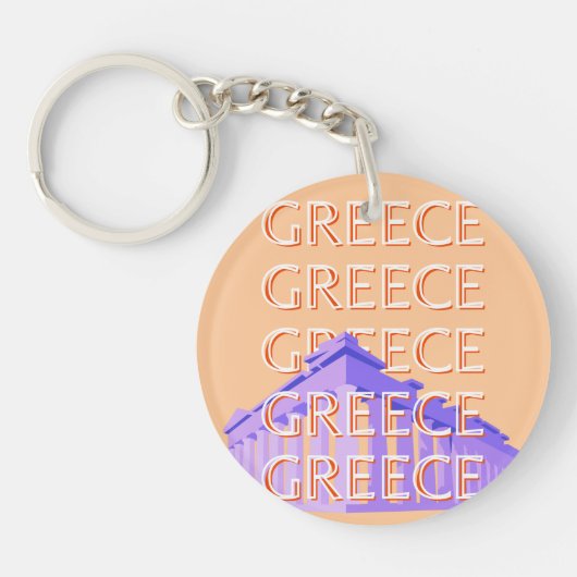 Griekenland, Athens Travel Art, Sinaasappel Sleutelhanger (Voorkant)