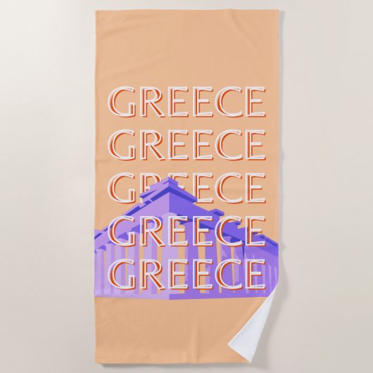 Griekenland, Athens Travel Art, Sinaasappel Strandlaken (Voorkant)