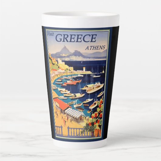 Griekenland Athens Travel Poster Latte Mok (Voorkant)