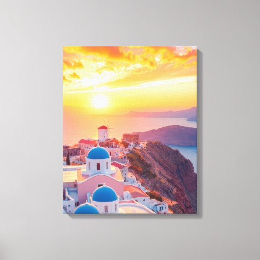 Griekenland bij zonsondergang canvas afdruk (Voorkant)