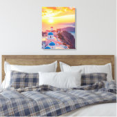 Griekenland bij zonsondergang canvas afdruk (Insitu (Slaapkamer))