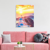Griekenland bij zonsondergang canvas afdruk (Insitu (Woonkamer))