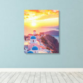 Griekenland bij zonsondergang canvas afdruk (Insitu (Houten vloer))