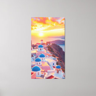 Griekenland bij zonsondergang canvas afdruk