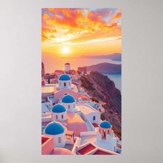 Griekenland bij zonsondergang poster (Voorkant)