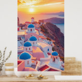Griekenland bij zonsondergang poster (Keuken)