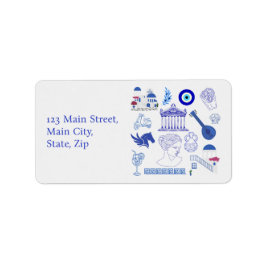 Griekenland Blauw en Wit Adres Etiket