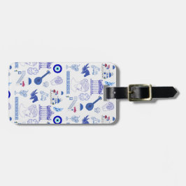 Griekenland Blauw en Wit Bagagelabel