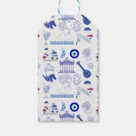 Griekenland Blauw en Wit Cadeaulabel