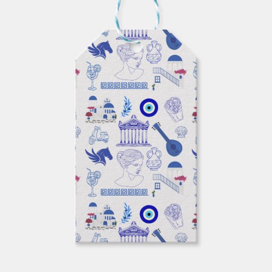 Griekenland Blauw en Wit Cadeaulabel (Voorkant)