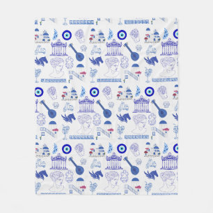 Griekenland Blauw en Wit Fleece Deken