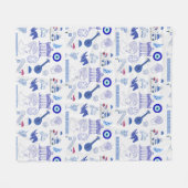 Griekenland Blauw en Wit Fleece Deken (Voorkant (Horizontaal))
