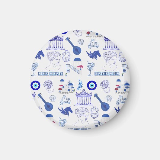 Griekenland Blauw en Wit Magneet (Voorkant)