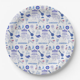 Griekenland Blauw en Wit Papieren Bordje