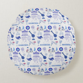 Griekenland Blauw en Wit Rond Kussen