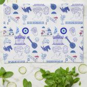 Griekenland Blauw en Wit Theedoek (Gevouwen)