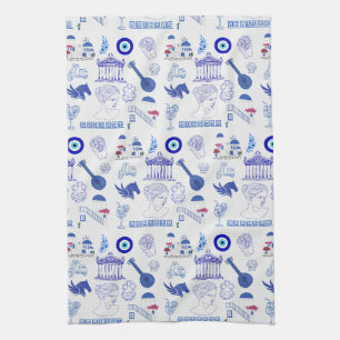Griekenland Blauw en Wit Theedoek