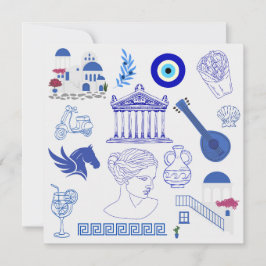 Griekenland Blauw en Wit Verjaardag Kaart