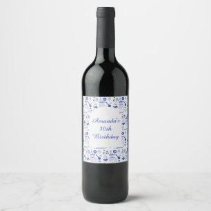 Griekenland Blauw en Wit Wijn Etiket