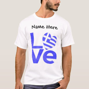 Griekenland Blauw LIEFDE Hart Vlag Gepersonaliseer T-shirt